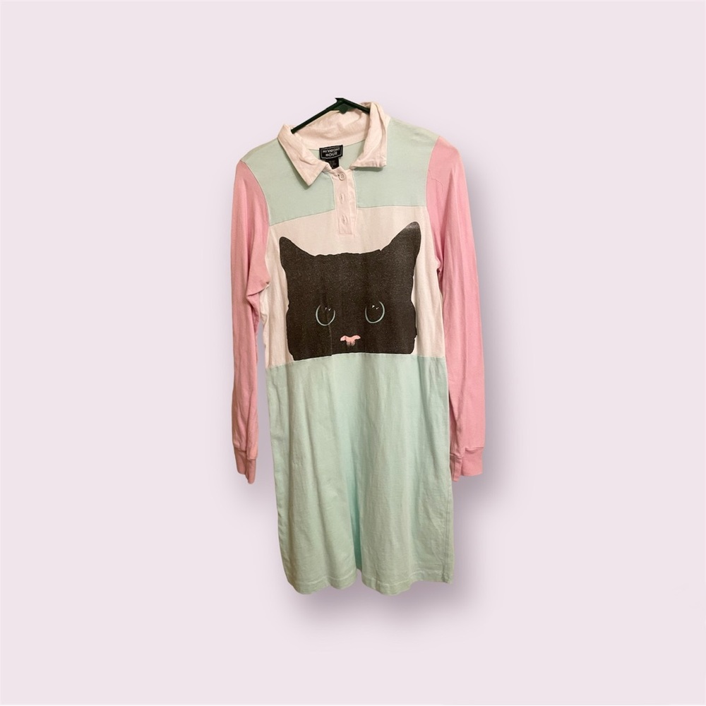 Black Cat Pastel Color-Block Rugby Dress